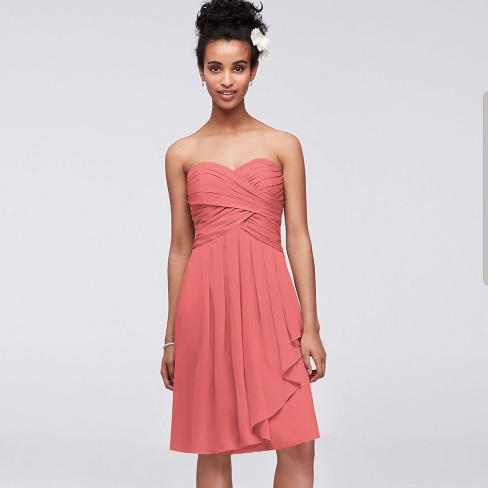 David's Bridal Coral Bridesmaid Dress